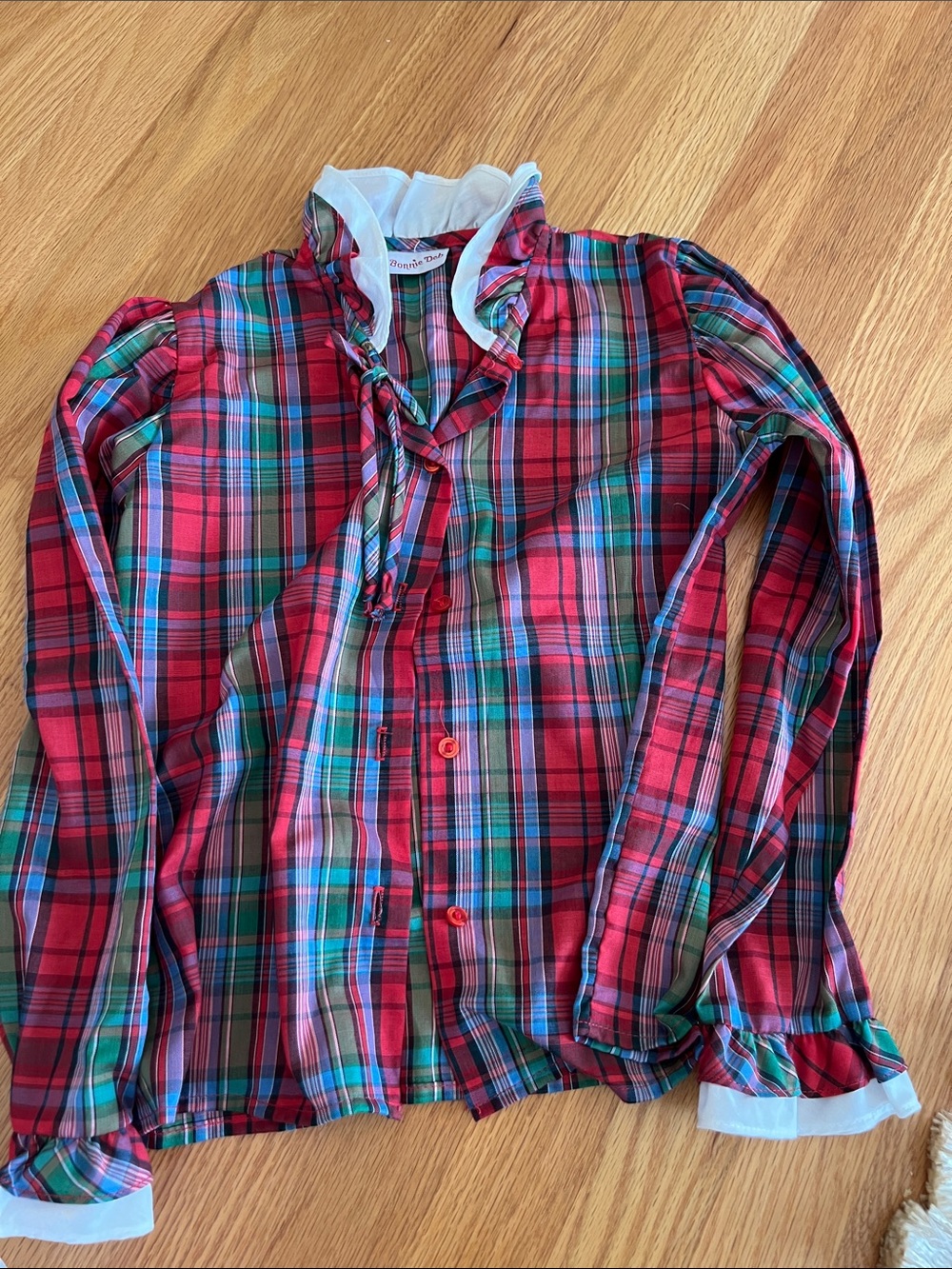 Vintage Bonnie Deb plaid Kids Shirt - Red and Green girls 8